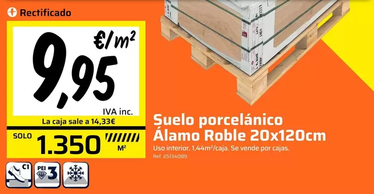 Solo - Suelo Porcelanico Alamo Roble 20x120cm