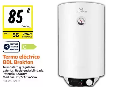 Solo - Termo Eléctrico 80L Brokton