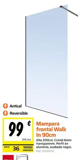 Solo - Mampara Frontal Walk In 90cm