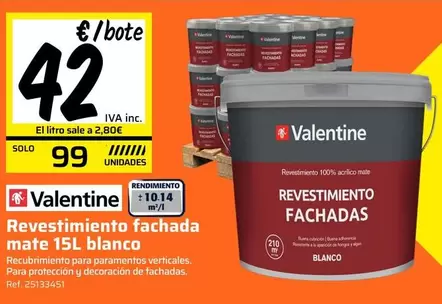Valentine - Revestimiento Fachada Mate 15l Blanco