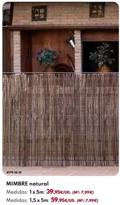 CERCADO MIMBRE NATURAL - 1X5M