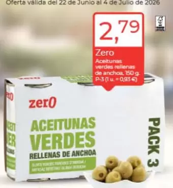 Zero - Aceitunas Verdes Rellenas De Anchoa