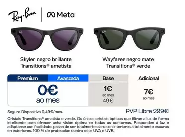 Ray-Ban - Skyler Negro Brillante Transitions Ametista