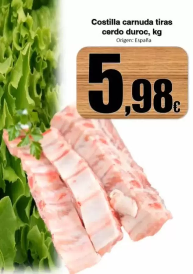 Alcoop - Costilla Carnuda Tiras Cerdo Duroc, Origen: España