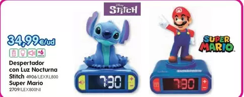 Despertador Con Luz Nocturna Stitch/Super Mario