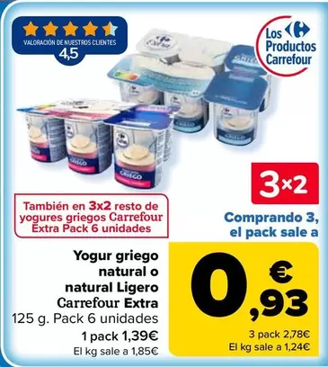 Carrefour Extra - Yogur Griego Natural O Natural Ligero 