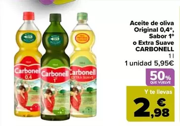 Carbonell - Aceite De Oliva Original 0,4º, Sabor 1º O Extra Suave 