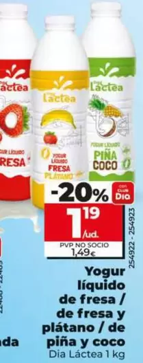 Dia Lactea - Yogur Líquido De Fresa/De Fresa Y Platano/De Pina Y Coco