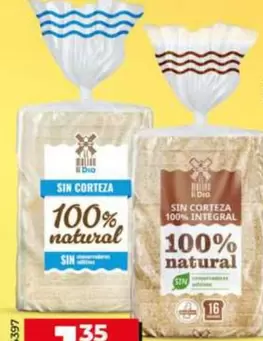 El Molino De Dia - Pan De Molde Sin Corteza Blanco/ 100% Integral