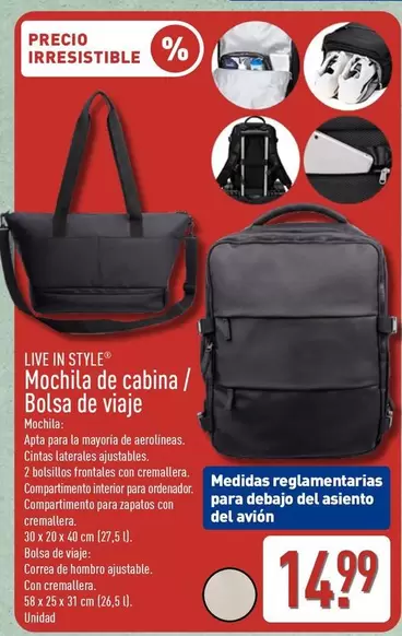 Live In Style - Mochila De Cabina