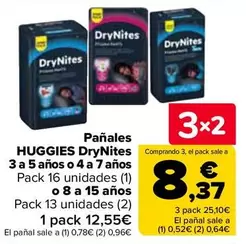 Huggies - Panales Drynites 3 A 5 Anos O 4 A 7 Anos O 8 A 15 Anos 