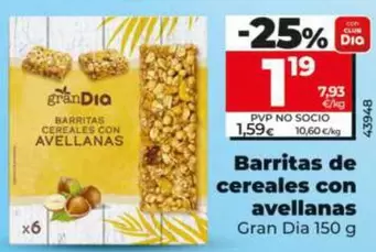 Gran Dia - Barritas De Cereales Con Avellanas 