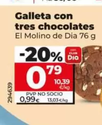 El Molino De Dia - Galleta Con Tres Chocolates