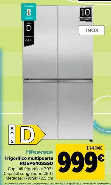 Hisense - Frigori­fico Multipuerta RQ5P640SSD
