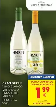 Gran Duque - Vino Blanco Verdejo O Frizzante Melon Frescito