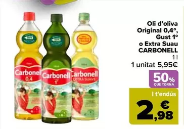 Carbonell - Aceite De Oliva Original 0,4º, Sabor 1º O Extra Suave 