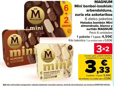 Magnum - Helados Bombon Mini Almendrado, Blanco Y Surtido