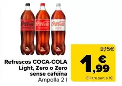 Coca-Cola - Refrescos Light, Zero O Zero Sense Cafeina