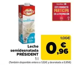 Président - Leche Semidesnatada
