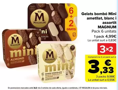 Magnum - Helados Bombon Mini Almendrado, Blanco Y Surtido