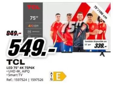 TCL - Led 75 4k 75p6k