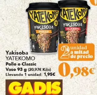 Yatekomo - Yakisoba Pollo O Classic Vaso