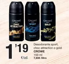 Crowe - Desodorante Sport, Choc Attraction O Gold