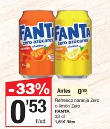 fanta - Refresco Naranja Zero O Limon Zero