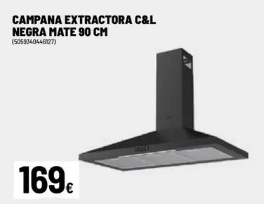 Campana -  Extractora Negra Mate 90 Cm