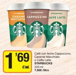 Starbucks - Café Con Leche Cappuccino, Caramel Macchiato O Caffe Latte