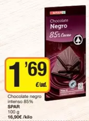Spar - Chocolate Negro Intenso 85%