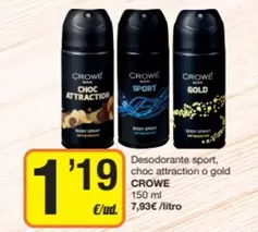Crowe - Desodorante Sport, Choc Attraction O Gold