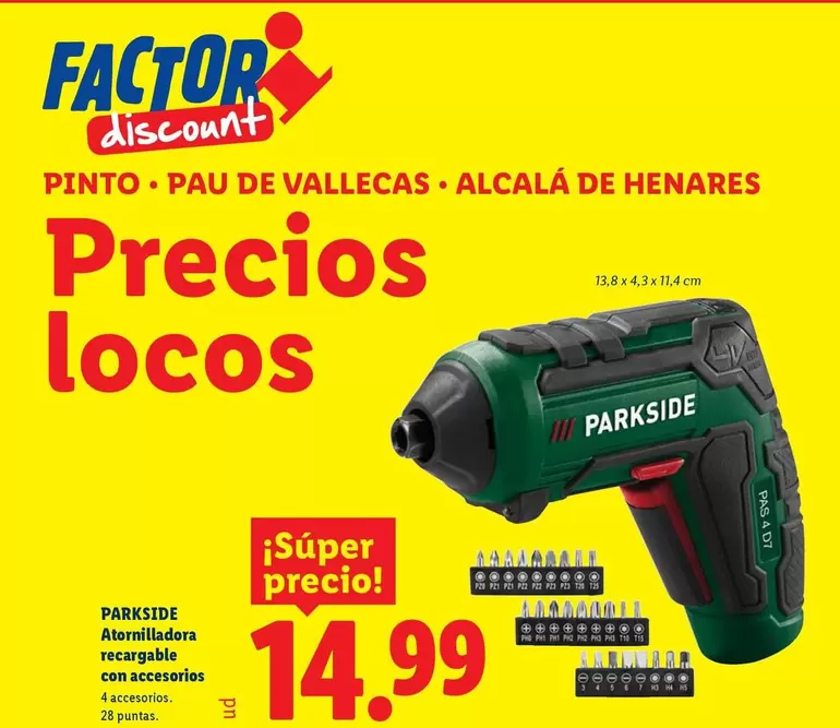 Parkside - Atornilladora Retangable Con Accesorios