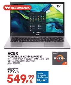 Acer - Portátil R AG15-42P-R337