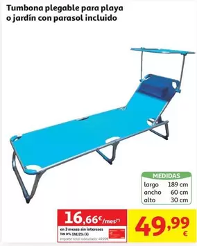 Tumbona Plegable Para Playa O Jardín Con Parasol Incluido