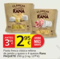 Rana - Pasta Fresca Clasica Rellena De Jamon Y Queso O 4 Quesos