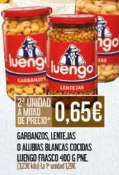 Luengo - Garbanzos, Lentejas O Alubias Blancas Cocidas Frasco