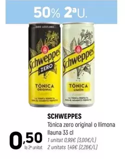 Schweppes - Tónica Zero Original O Llimona