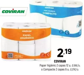coviran - Paper Higienic 2 Cappes 12 U. O Compacte 2 Cappes 6 U.