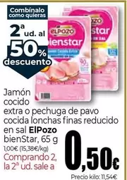 Elpozo - Jamón Cocido Extra O Pechuga De Pavo Cocida Lonchas Finas Reducido En Sal Bienstar