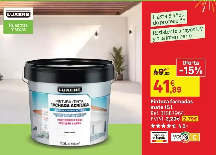 Luxens - Pintura fachadas mate 15l