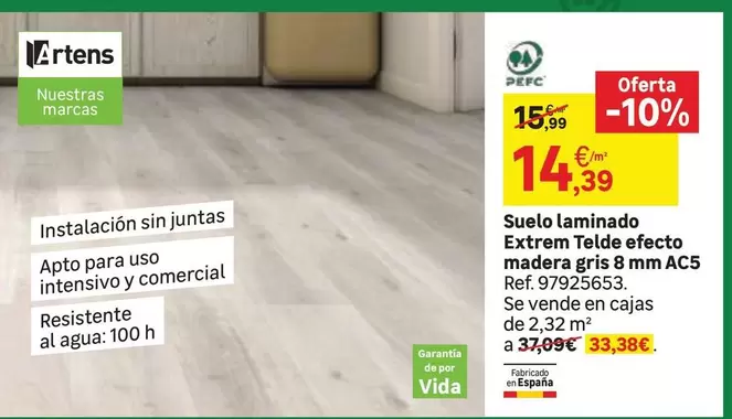 fabricado en españa - Suelo Laminado Extrem Telde Efecto Madera Gris 8 Mm Ac5
