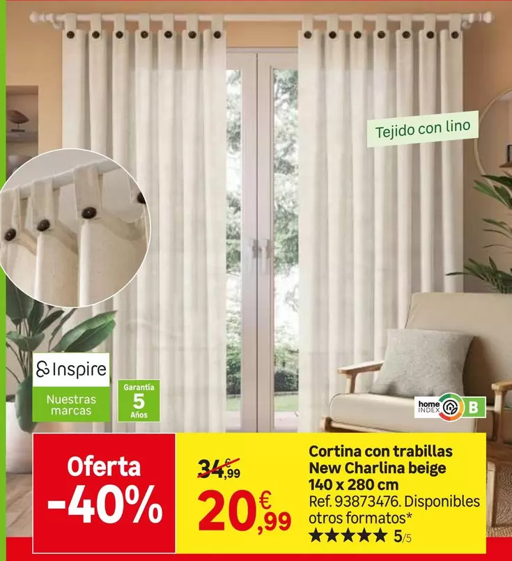 home - Cortina Con Trabillas New Charlina Beige