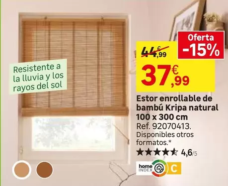 Sol - Estor Enrollable De Bambu