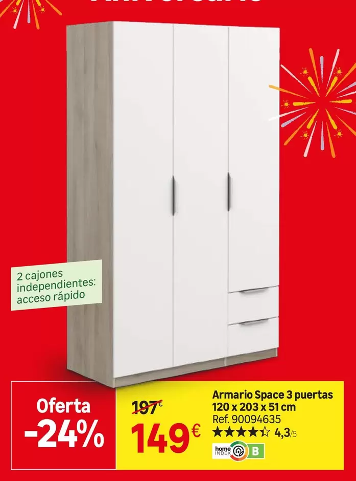 Space - Arrario  3 Puertas 120 X 20 X 53 Cm
