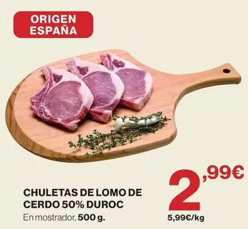 duroc - Chuletas De Lomo De Cerdo 50% Duroc