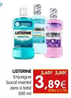 Listerine - Enjuague Bucal Mentol Zero O Total