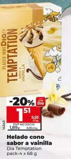Dia Temptation - Helado Cono Sabor A Vainilla