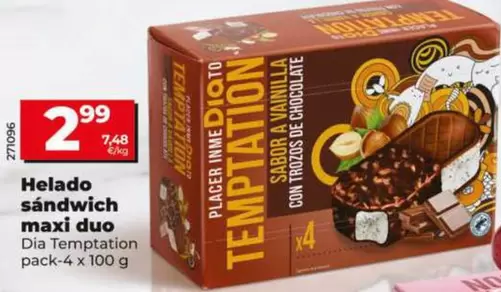 Dia Temptation - Helado Sandwich Maxi Duo