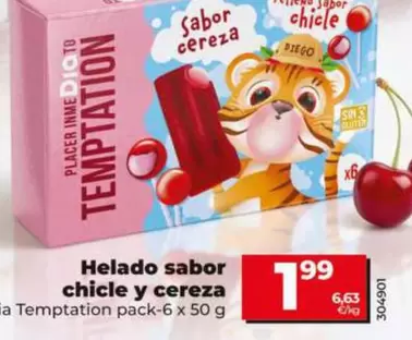 Dia Temptation - Helado Sabor Chicle Y Cereza